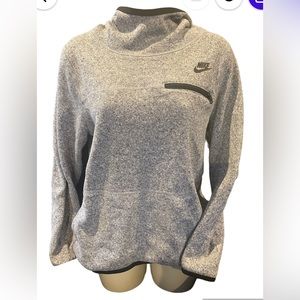 NIKE Women’s Small Merled Light Gray Hooded Black Trim‎ Pockets Sweatshirt